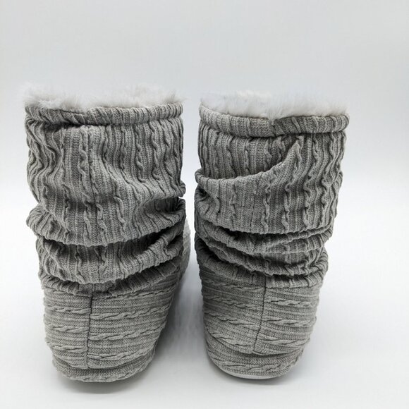 CHARTER CLUB Slouchy fur lined women's bootie slippers - GRAY - XL (11-12) - Picture 6 of 16